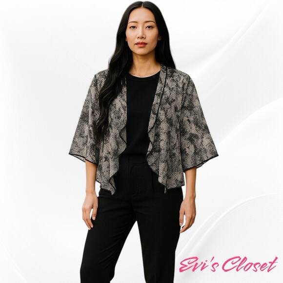 Dana Buchmam  Kimono Kaftan Wrap Snake Skin Pattern  3/4 Sleeves BOHO Sz M NWT - Picture 1 of 9